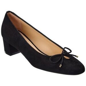$550 Stuart Weitzman Gabby Bow Pump Black Suede